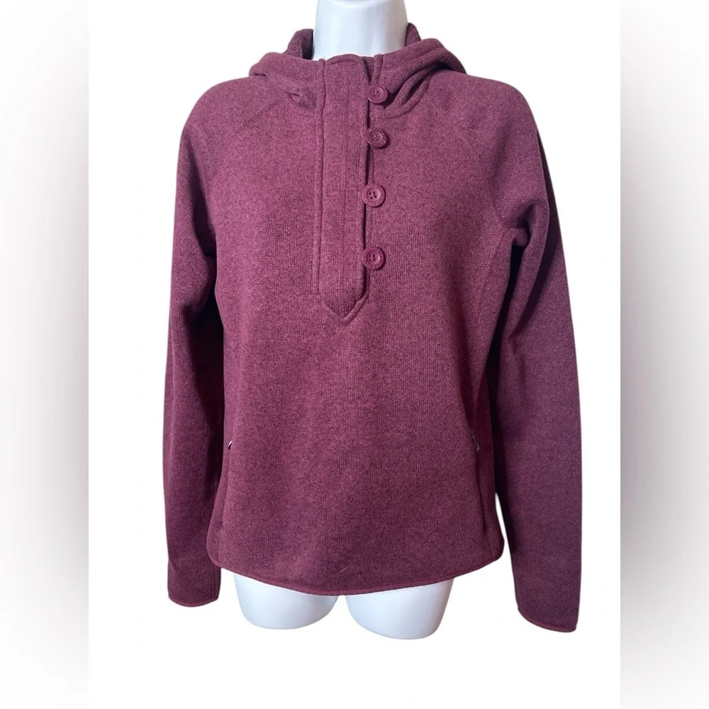 The North Face Hoodie Crescent Sunshine Maroon Fleece Pullover Womens Size M - Picture 1 of 12